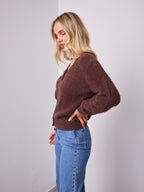 MAVI FLUFFY CARDI - CHOCOLATE