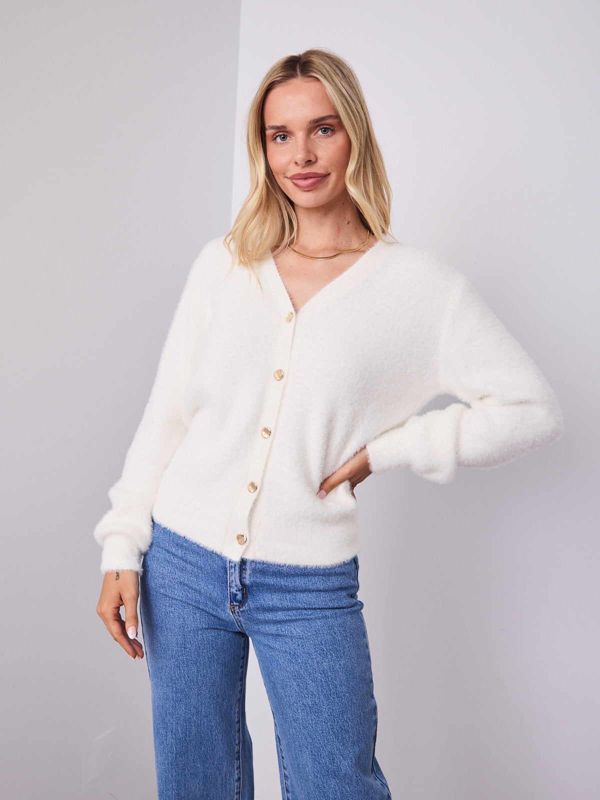MAVI FLUFFY CARDI - WHITE