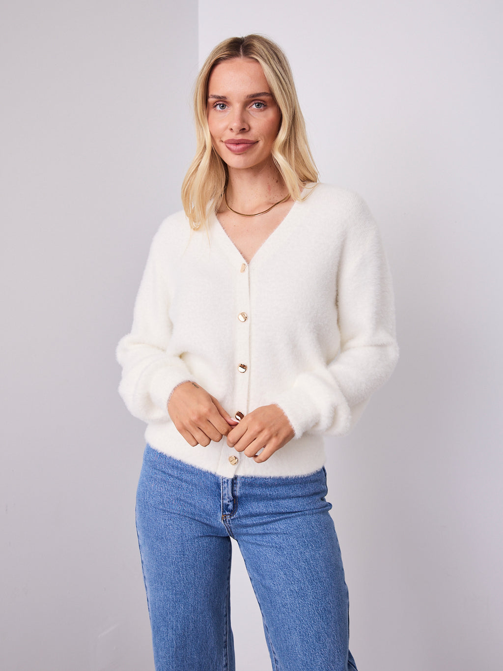 MAVI FLUFFY CARDI - WHITE