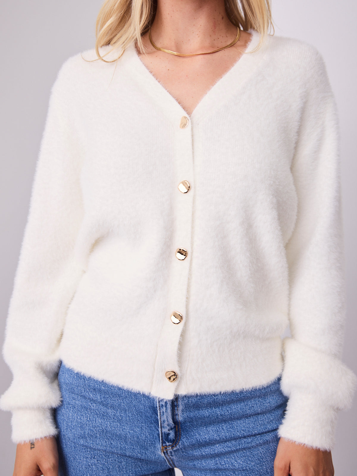 MAVI FLUFFY CARDI - WHITE