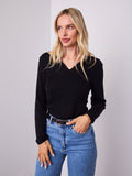 BLAIR V NECK KNIT TOP - BLACK