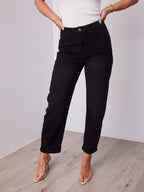TARAH BARREL JEANS - WASHED BLACK