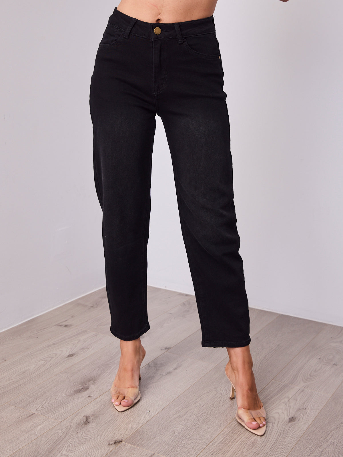 TARAH BARREL JEANS - WASHED BLACK
