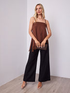 MOVIDA TOP WITH DETACHABLE STRAPS - CHOCOLATE
