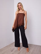 MOVIDA TOP WITH DETACHABLE STRAPS - CHOCOLATE