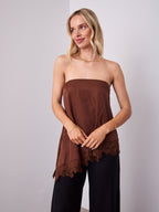 MOVIDA TOP WITH DETACHABLE STRAPS - CHOCOLATE