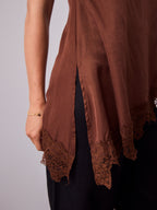 MOVIDA TOP WITH DETACHABLE STRAPS - CHOCOLATE