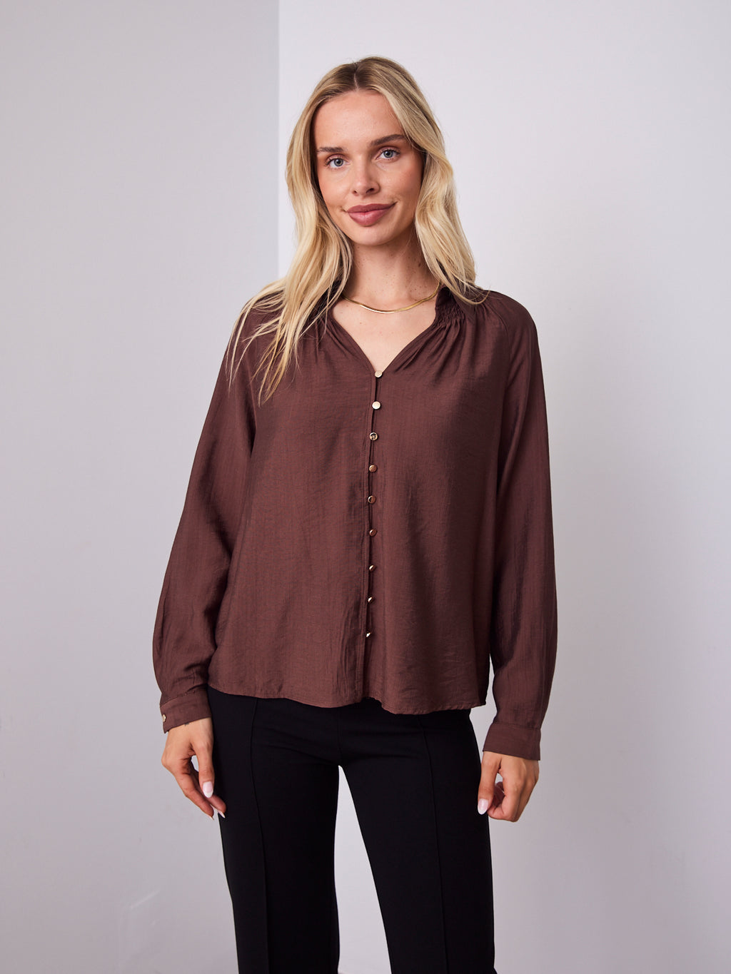 DONNA BLOUSE - CHOCOLATE