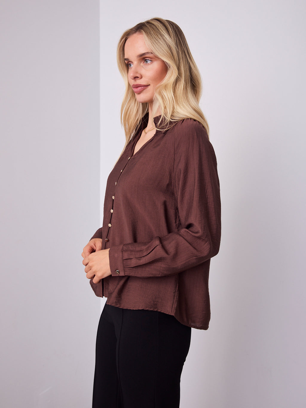 DONNA BLOUSE - CHOCOLATE