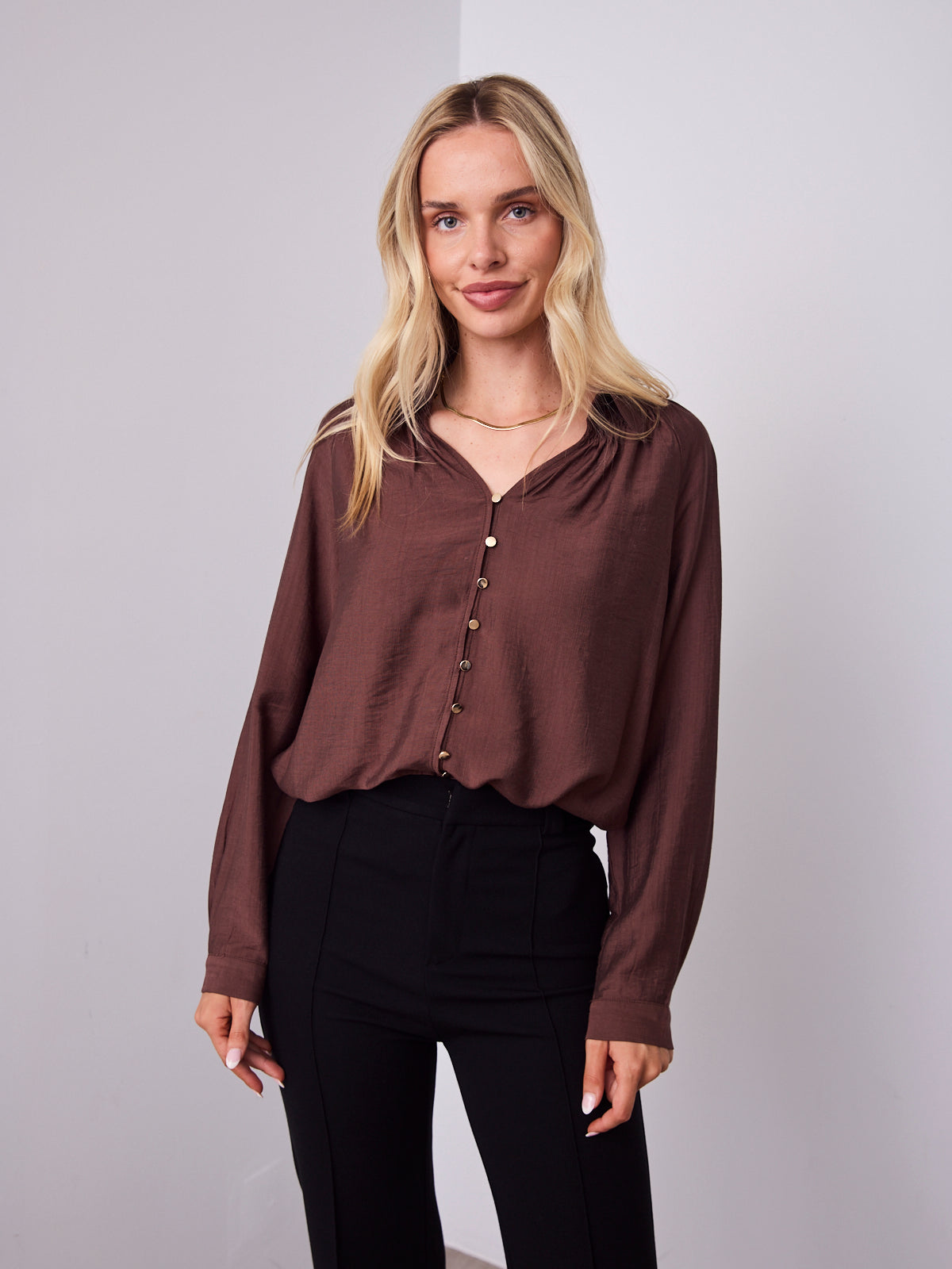 DONNA BLOUSE - CHOCOLATE