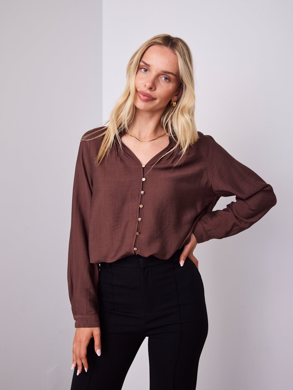 DONNA BLOUSE - CHOCOLATE