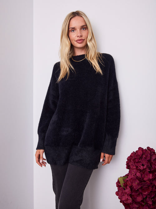 REMY LONG FLUFFY KNIT - BLACK