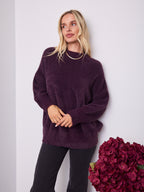 REMY LONG FLUFFY KNIT - DARK PLUM