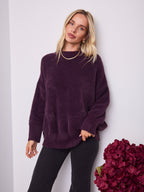 REMY LONG FLUFFY KNIT - DARK PLUM