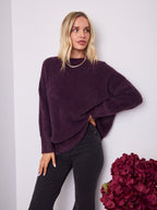 REMY LONG FLUFFY KNIT - DARK PLUM