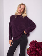 REMY LONG FLUFFY KNIT - DARK PLUM