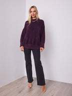 REMY LONG FLUFFY KNIT - DARK PLUM