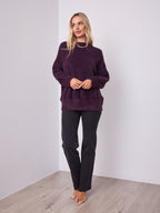 REMY LONG FLUFFY KNIT - DARK PLUM