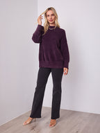 REMY LONG FLUFFY KNIT - DARK PLUM