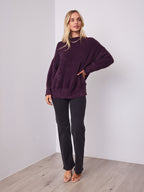 REMY LONG FLUFFY KNIT - DARK PLUM