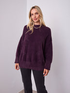 REMY LONG FLUFFY KNIT - DARK PLUM