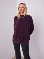 REMY LONG FLUFFY KNIT - DARK PLUM