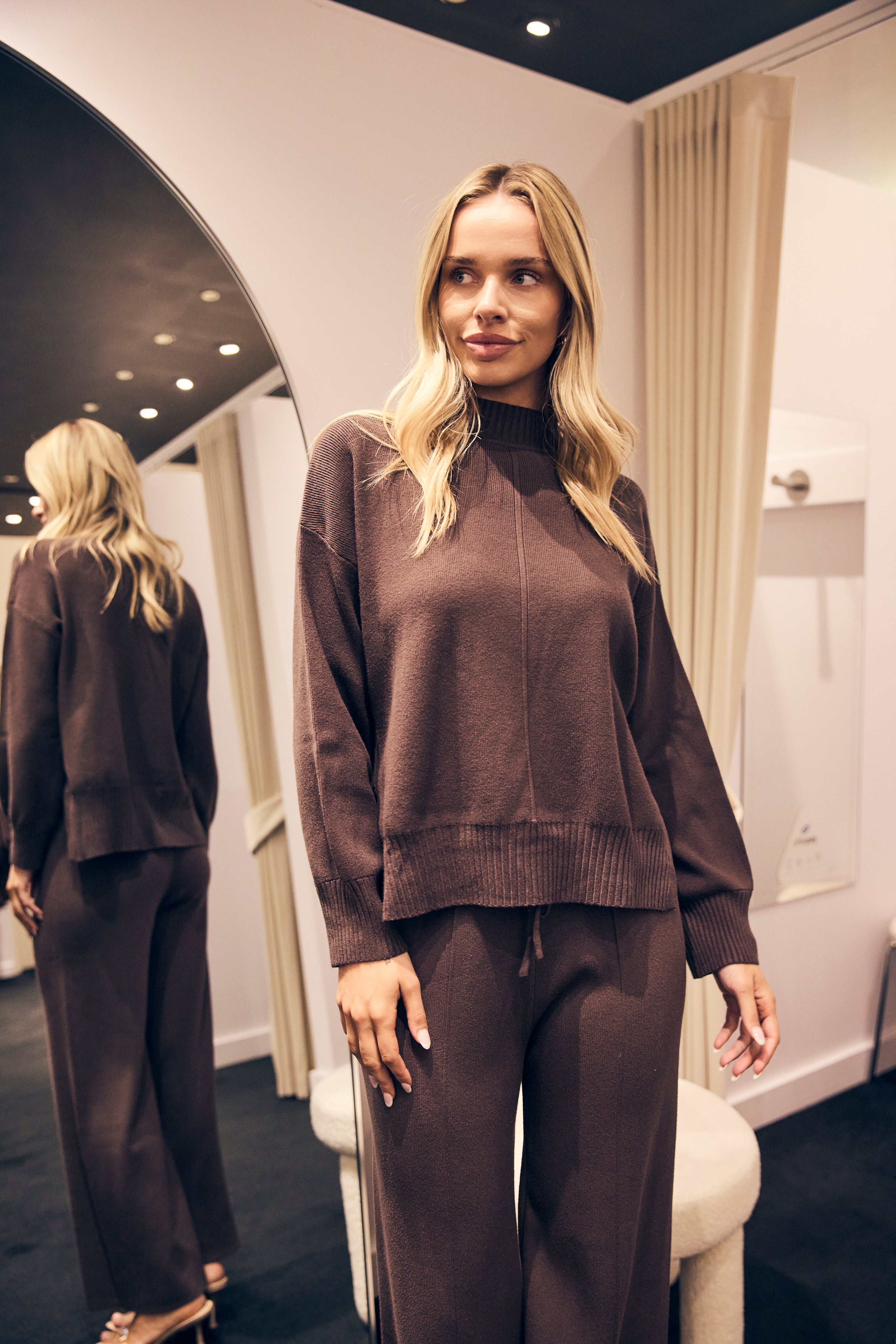 DELTA KNIT TOP - ESPRESSO