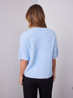 ESTA DEEP V NECK KNIT TOP - BLUE