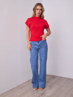 ROWE KNIT TOP - RED