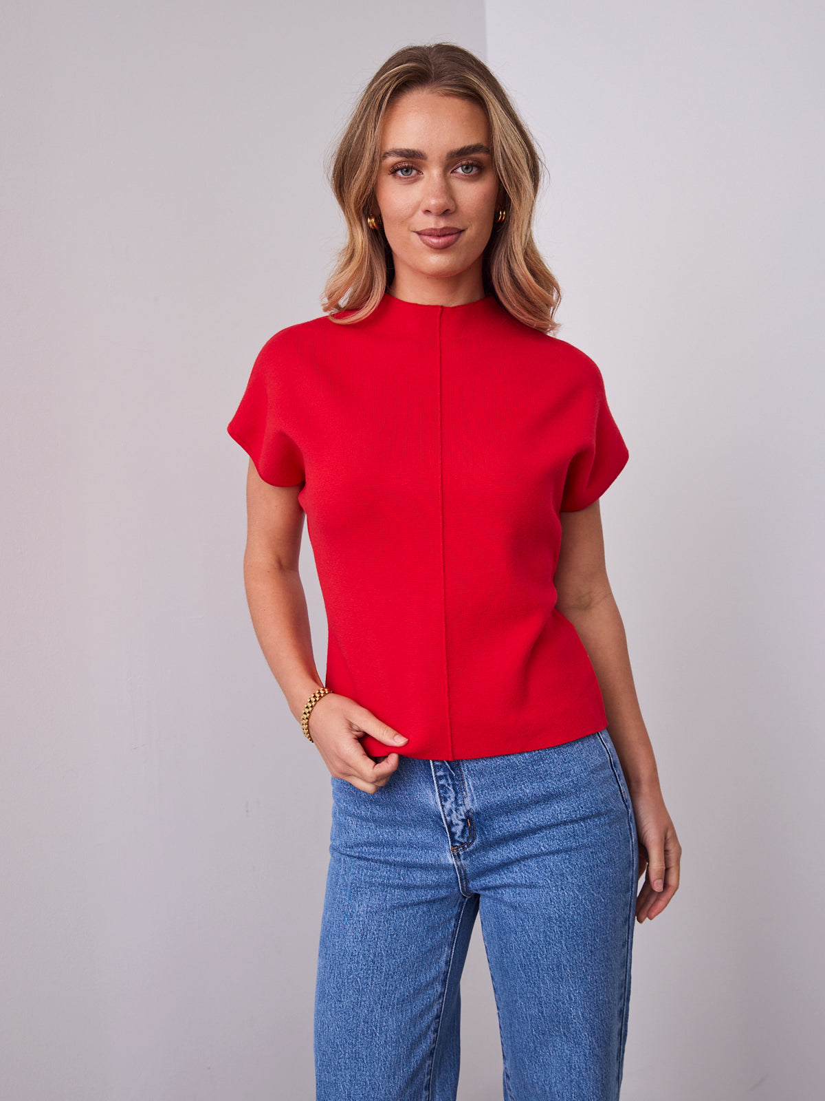 ROWE KNIT TOP - RED