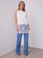 DANIELLE LACE TRIM TOP - WHITE