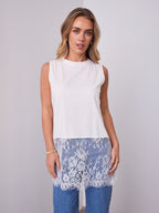 DANIELLE LACE TRIM TOP - WHITE