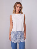 DANIELLE LACE TRIM TOP - WHITE