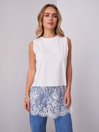 DANIELLE LACE TRIM TOP - WHITE