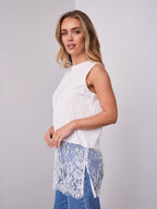 DANIELLE LACE TRIM TOP - WHITE