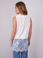 DANIELLE LACE TRIM TOP - WHITE