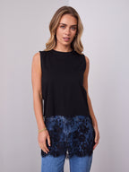 DANIELLE LACE TRIM TOP - BLACK