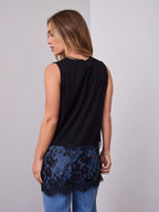 DANIELLE LACE TRIM TOP - BLACK