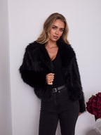 CHICAGO FAUX FUR JACKET - BLACK