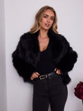 CHICAGO FAUX FUR JACKET - BLACK