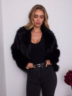CHICAGO FAUX FUR JACKET - BLACK