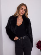 CHICAGO FAUX FUR JACKET - BLACK