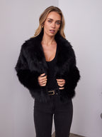 CHICAGO FAUX FUR JACKET - BLACK