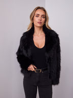 CHICAGO FAUX FUR JACKET - BLACK