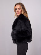 CHICAGO FAUX FUR JACKET - BLACK