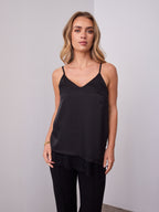 ALICE SATIN & LACE CAMI - BLACK