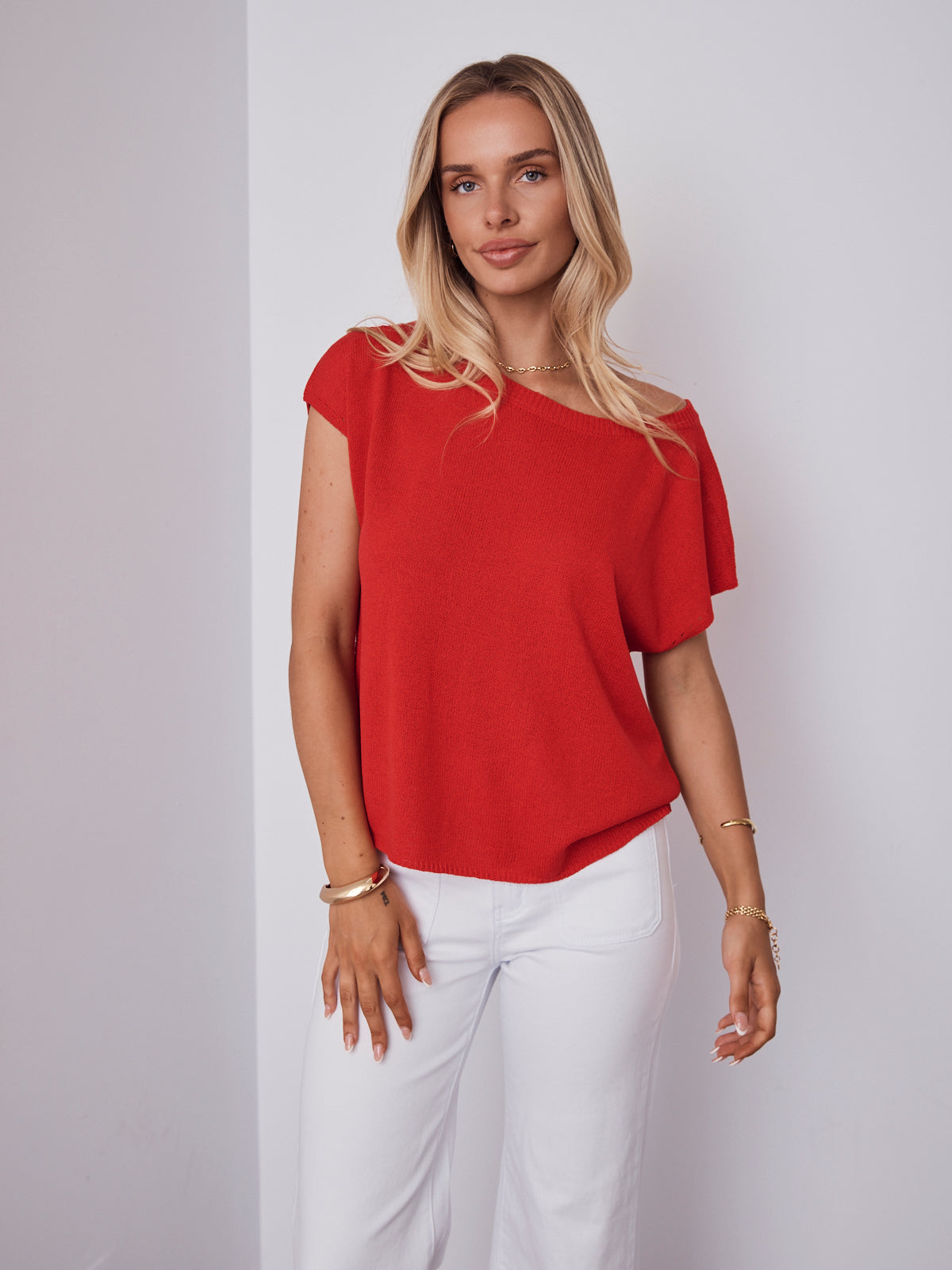 KATHERINE KNIT TOP - RED