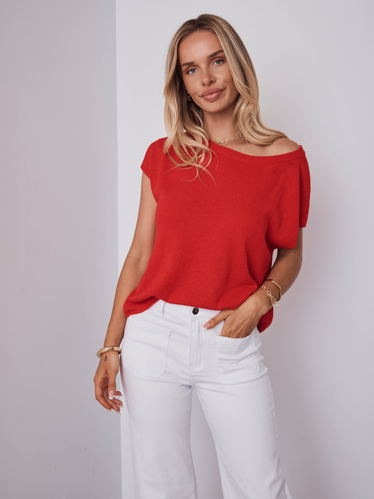 KATHERINE KNIT TOP - RED