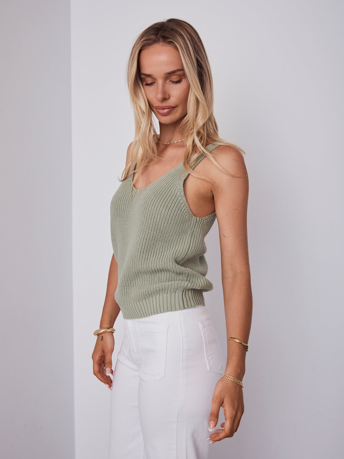 ANNIKA KNIT TANK TOP - MINT