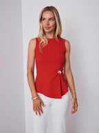 STACEY RIBBED TOP - RED